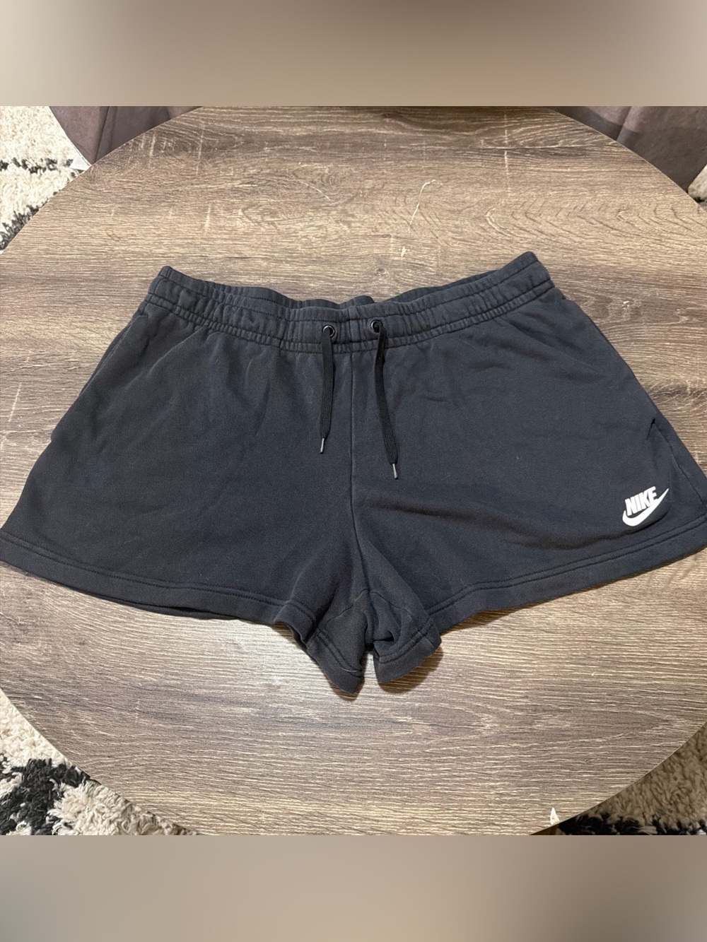 Nike Sweat Shorts Womens Size Large Black Sportswear Club Fleece Swoosh Logo